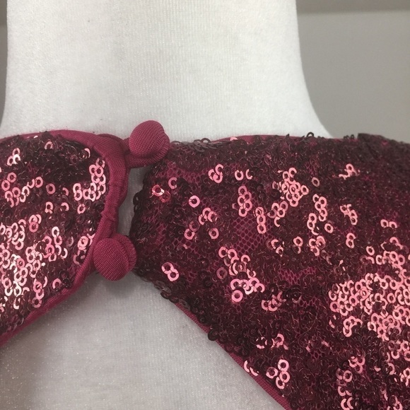 Fame and Partners Open Back Dark Red Sequin Midi Cocktail Dress Size 8 - Picture 9 of 13